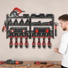 VEVOR Power Tool Organizer Wall Mount 4-Layer Tool Storage Rack 8 Drill Holders