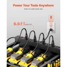 VEVOR 5-tier Tool Organizer Cart with Charging Station, 8 AC Outlet, Floor Stand Rolling Drill Holder and Tool Battery Storage Rack on Wheels, Garage Floor Rolling Storage Cart for Workshop, Garage