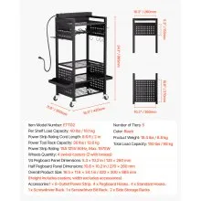 VEVOR 5-tier Tool Organizer Cart with Charging Station Garage Cart on Wheels