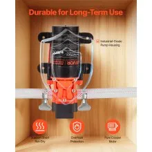 VEVOR Water Pressure Pump, 12V DC 1.2 GPM (4.5 L/min), 2-Chamber Self-Priming Diaphragm Water Pump with 2 Hose Clamps, 80 PSI Max Pressure, Quiet Operation, for RV, Caravan, Marine, Garden Irrigation