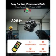 VEVOR Electric Hoist Crane Winch 1760 lbs with 328 ft Wireless Remote Control