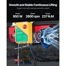 VEVOR Electric Hoist Crane Winch 1760 lbs with 328 ft Wireless Remote Control
