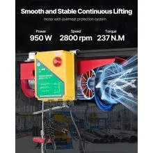 VEVOR Electric Hoist, 1760 lbs 120V Electric Winch with 328 ft Wireless Remote Control, 40 ft Single Cable Lifting Height, Single/Double Slings, Emergency Stop, Lift Hoist for Garage Warehouse Factory