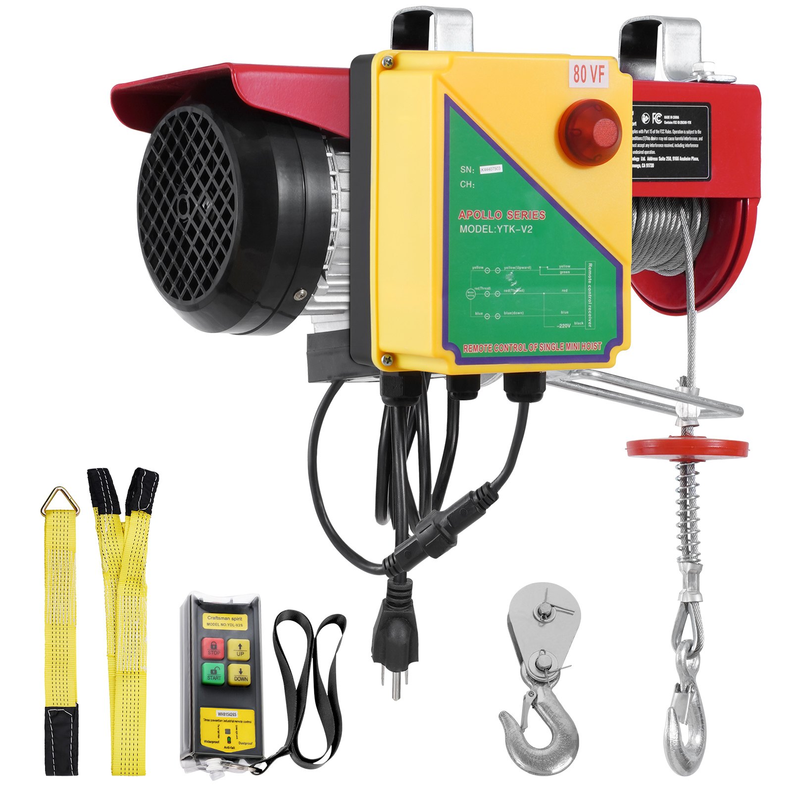 Cabrestante de grúa de elevación eléctrica VEVOR de 1760 lb con control remoto inalámbrico de 328 pies