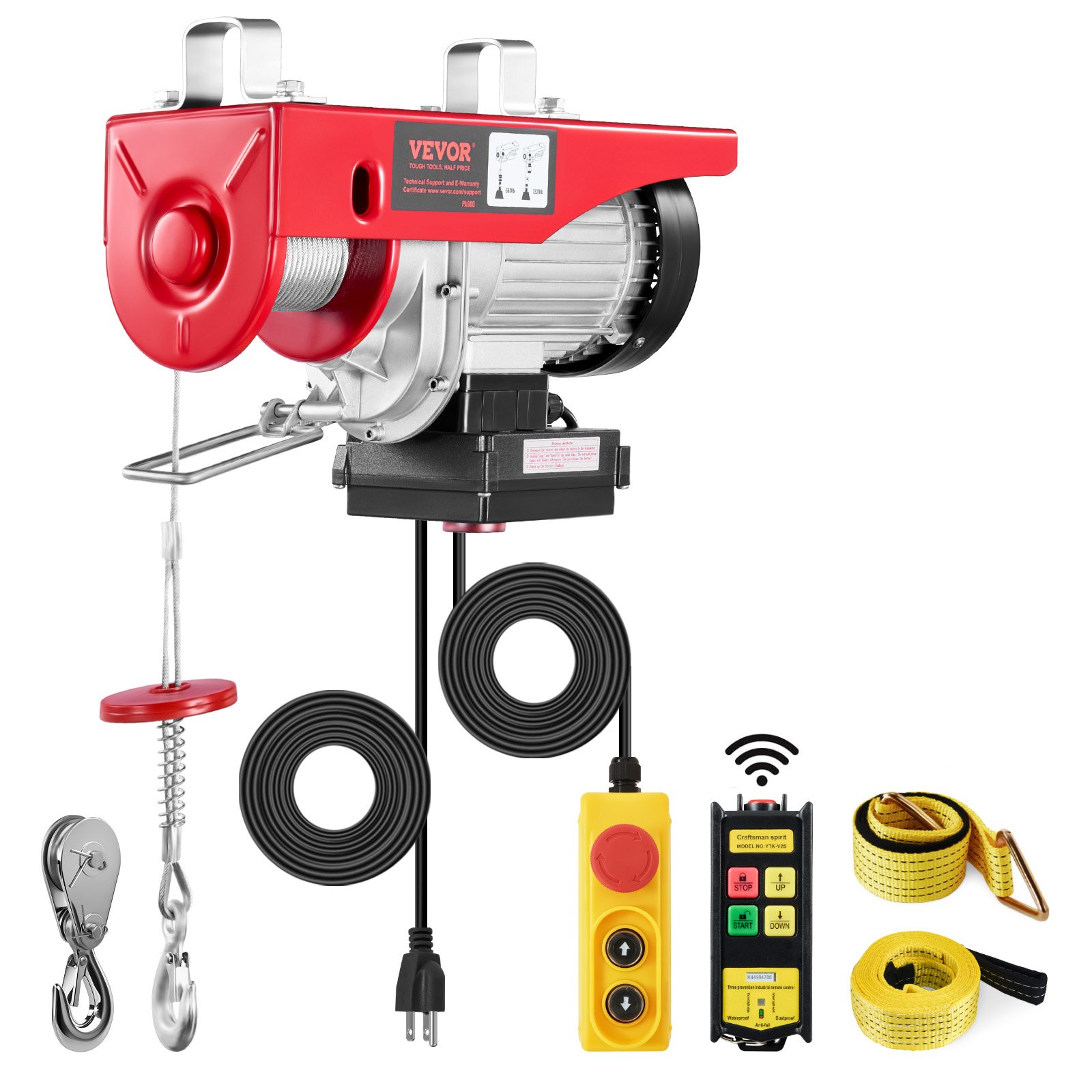 VEVOR Electric Hoist Crane Winch 598.7 kg 9997.4 cm Wireless & 426.7 cm Wired Remote
