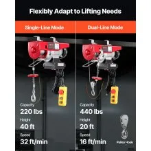 VEVOR Electric Hoist Crane Winch 440 lbs 328 ft Wireless & 14 ft Wired Remote