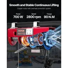 VEVOR Electric Hoist Crane Winch 440 lbs 328 ft Wireless & 14 ft Wired Remote