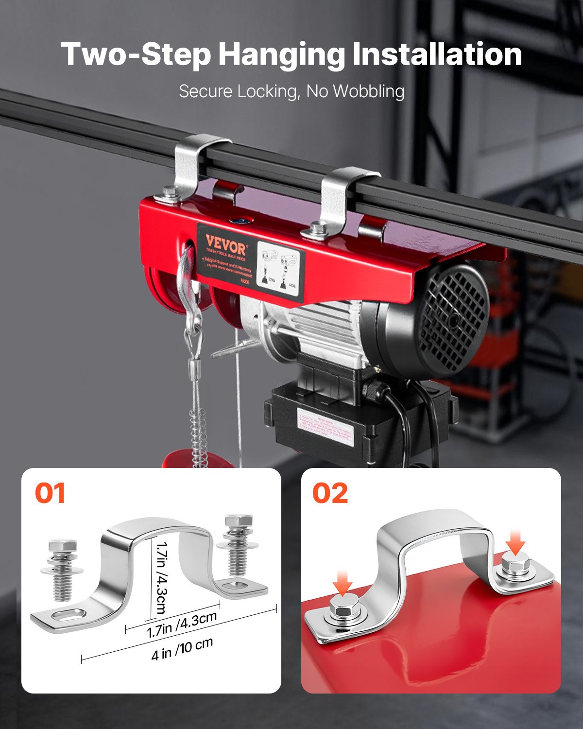 VEVOR Electric Hoist Crane Winch 199.6 kg 9997.4cm Wireless & 426.7 cm Wired Remote