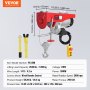 VEVOR Electric Hoist Crane Winch 2640 lbs with 14 ft Wired Remote Control 230V