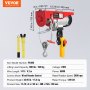 VEVOR Electric Hoist, 880 lbs 230V Electric Winch with 14 ft Wired Remote Control, 40 ft Single Cable Lifting Height, Single/Double Slings, Emergency Stop, Lift Hoist for Garage Warehouse Factory