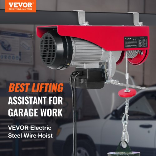 VEVOR Electric Hoist, 1320 lbs Lifting Capacity, 1150W 110V Electric Steel Wire Winch with 14ft Wired Remote Control, 40ft Single Cable Lifting Height & Pure Copper Motor, for Garage Warehouse Factory