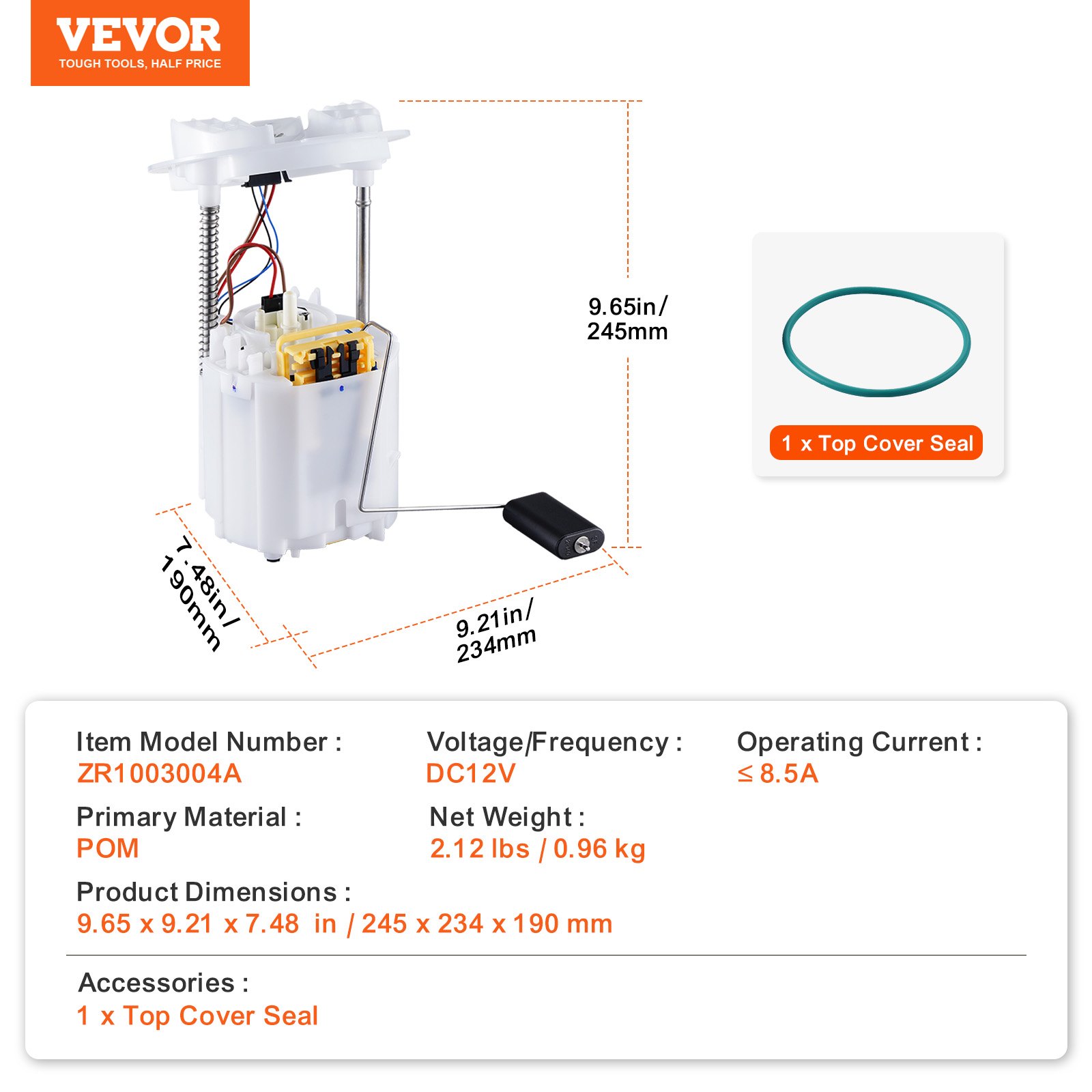 VEVOR Electric Fuel Pump Module Assembly, Compatible with 2005-2017 Chrysler 300, 2008-2017 Dodge Challenger, 2006-2015 Dodge Charger, 2005-2008 Dodge Magnum, V6 V8 2.7L 3.5L 3.6L 5.7L 6.1L 6.4L