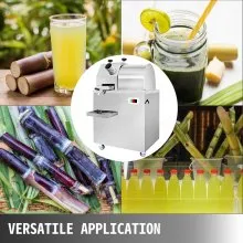 VEVOR Sugarcane Press Electric 3 Rollers 304 Stainless Steel Rollers 660lb/h Output Sugar Cane Press for Commercial Use