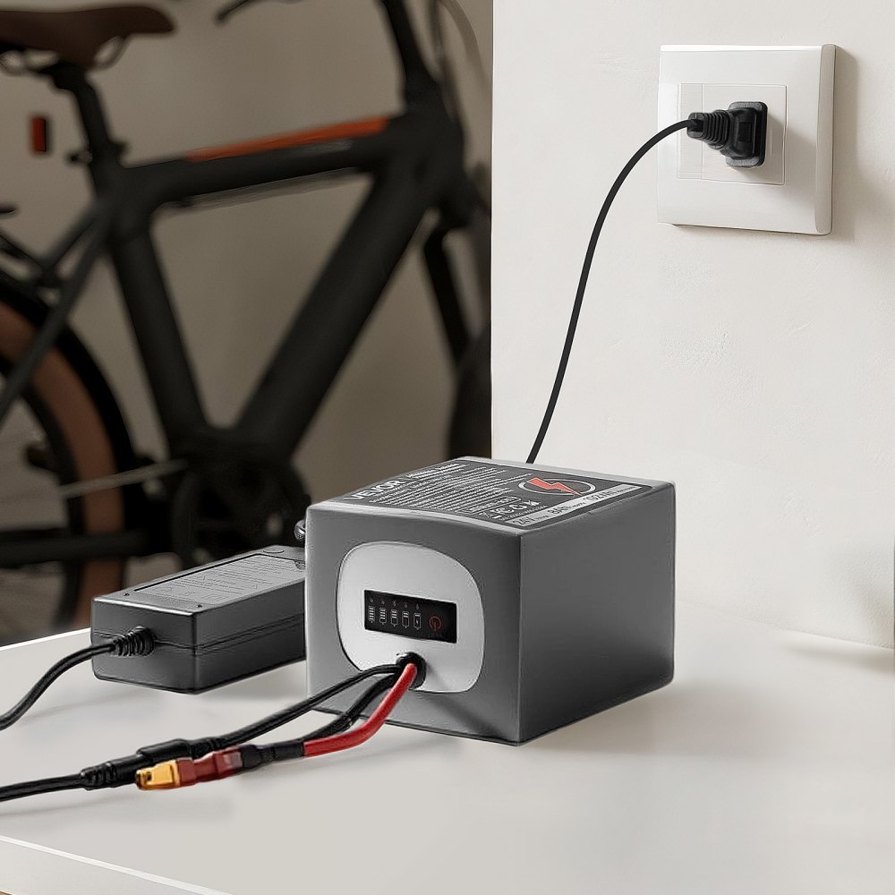 VEVOR 24V Electric Scooter Battery, 8Ah, Ebike Lithium Battery Pack with 30A BMS, Charger, T-Plug Expansion Cable, 500+ Cycles, Compatible with 1920W Motors, for Electric Bikes Bicycles, Scooters
