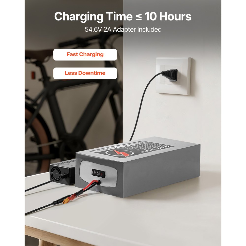 VEVOR 48V Electric Scooter Battery, 20Ah, Ebike Lithium Battery Pack with 30A BMS, Charger, T-Plug Expansion Cable, 500+ Cycles, Compatible with 4800W Motors, for Electric Bikes Bicycles, Scooters