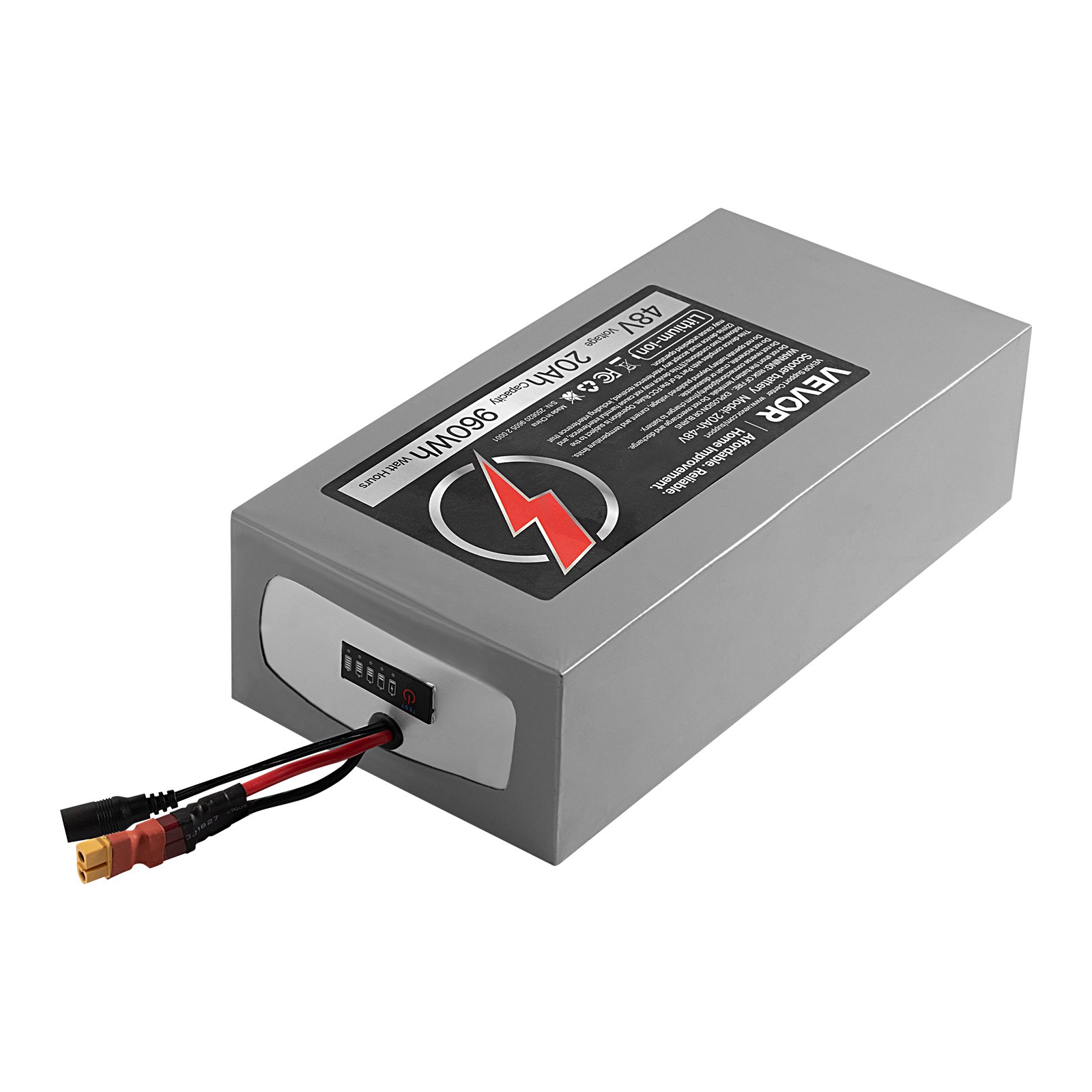 VEVOR 48V Electric Scooter Battery, 20Ah, Ebike Lithium Battery Pack with 30A BMS, Charger, T-Plug Expansion Cable, 500+ Cycles, Compatible with 4800W Motors, for Electric Bikes Bicycles, Scooters