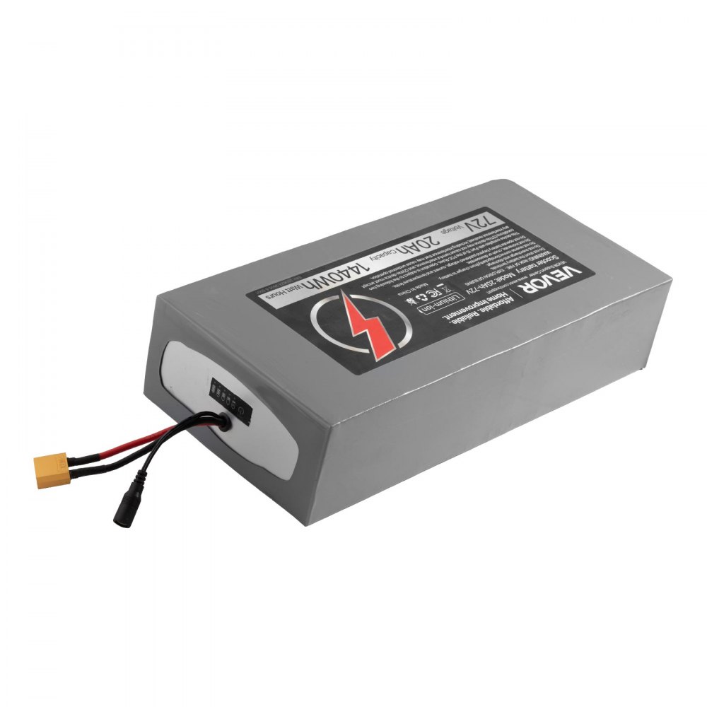 VEVOR 72V Electric Scooter Battery, 20Ah, Ebike Lithium Battery Pack with 50A BMS, Charger, T-Plug Expansion Cable, 500+ Cycles, Compatible with 7200W Motors, for Electric Bikes Bicycles, Scooters