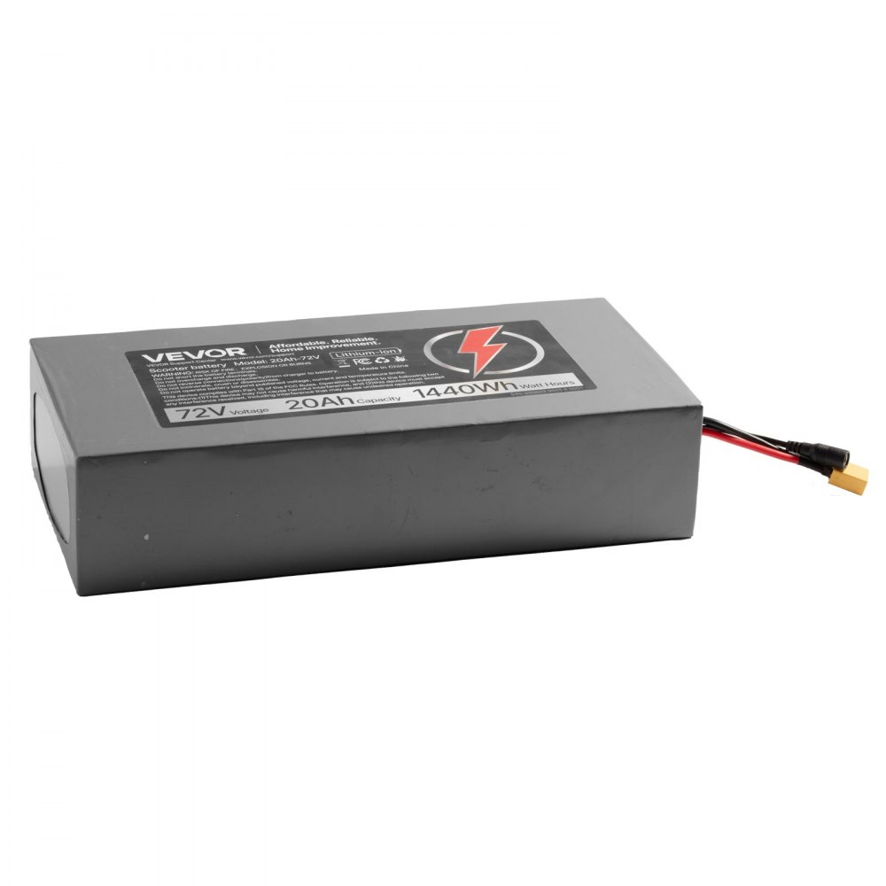 VEVOR 72V Electric Scooter Battery, 20Ah, Ebike Lithium Battery Pack with 50A BMS, Charger, T-Plug Expansion Cable, 500+ Cycles, Compatible with 7200W Motors, for Electric Bikes Bicycles, Scooters