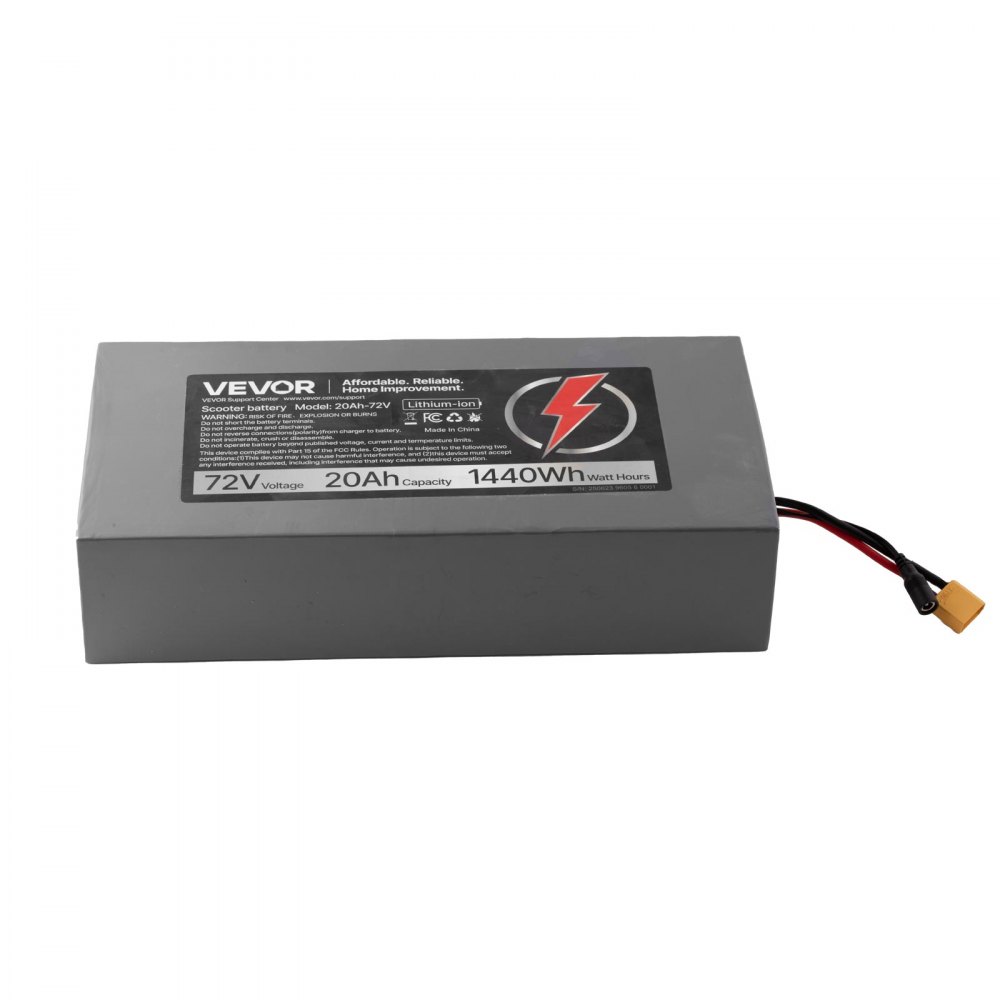 VEVOR 72V Electric Scooter Battery, 20Ah, Ebike Lithium Battery Pack with 50A BMS, Charger, T-Plug Expansion Cable, 500+ Cycles, Compatible with 7200W Motors, for Electric Bikes Bicycles, Scooters