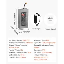 VEVOR 72V Electric Scooter Battery 20Ah Ebike Lithium Battery Pack with 50A BMS