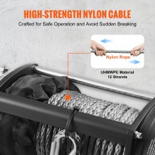 VEVOR Electric Winch, 5897 kg Load Capacity Nylon Rope Winch, IP67 9.5 mm x 25.9 m ATV Winch with Wireless Handheld Remote & Hawse Fairlead for Towing Jeep Off-Road SUV Truck Car Trailer Boat