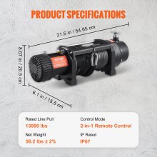 VEVOR Electric Winch, 5897 kg Load Capacity Nylon Rope Winch, IP67 9.5 mm x 25.9 m ATV Winch with Wireless Handheld Remote & Hawse Fairlead for Towing Jeep Off-Road SUV Truck Car Trailer Boat