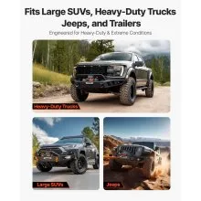 VEVOR Electric Winch, 13500 lbs Load Capacity, 12V DC Truck Winch with Φ3/8 in x 80 ft Synthetic Rope, Wireless & Wired Remote Control, Suitable for Towing Off-Road SUV Jeep Trailer Boat