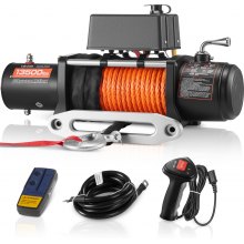 VEVOR Electric Winch, 13500 lbs Load Capacity, 12V DC Truck Winch with Φ3/8 in x 80 ft Synthetic Rope, Wireless & Wired Remote Control, Suitable for Towing Off-Road SUV Jeep Trailer Boat