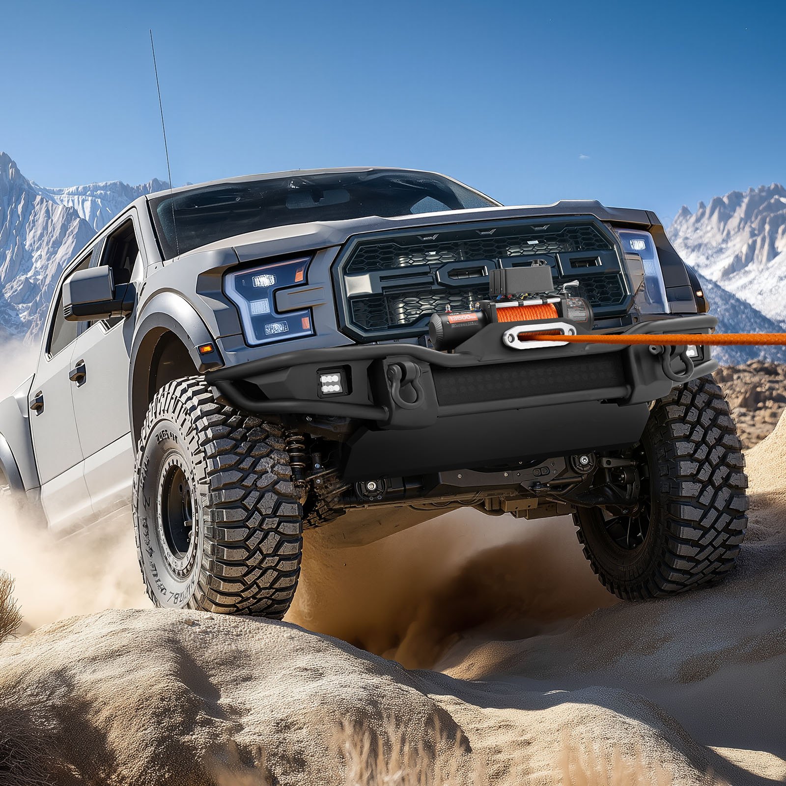 VEVOR Electric Winch, 6100 kg Load Capacity, 12V DC Truck Winch with Φ9.5 mm x 24 m Synthetic Rope, Wireless & Wired Remote Control, Suitable for Towing Off-Road SUV Jeep Trailer Boat