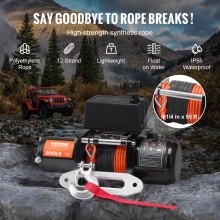 VEVOR Electric Winch for Truck 2722 kg Synthetic Rope Waterproof Remote Control