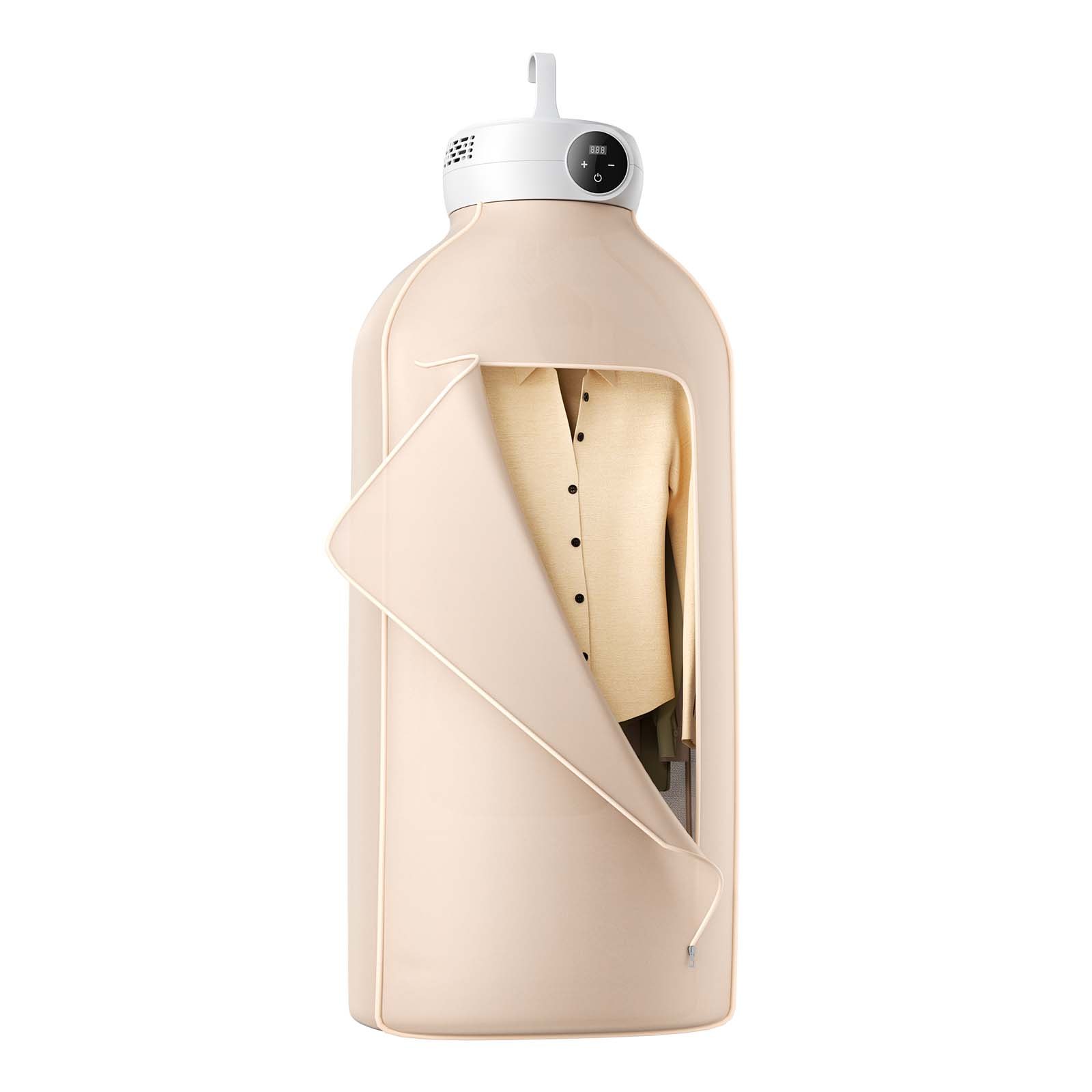 VEVOR Portable Clothes Dryer, Clothes Dryer with Dryer Bag, PTC Heating & LED Display, Foldable Mini Dryer with 5-H Timer for Apartments, Dorms, RVs, or Hotels, 600W, Beige
