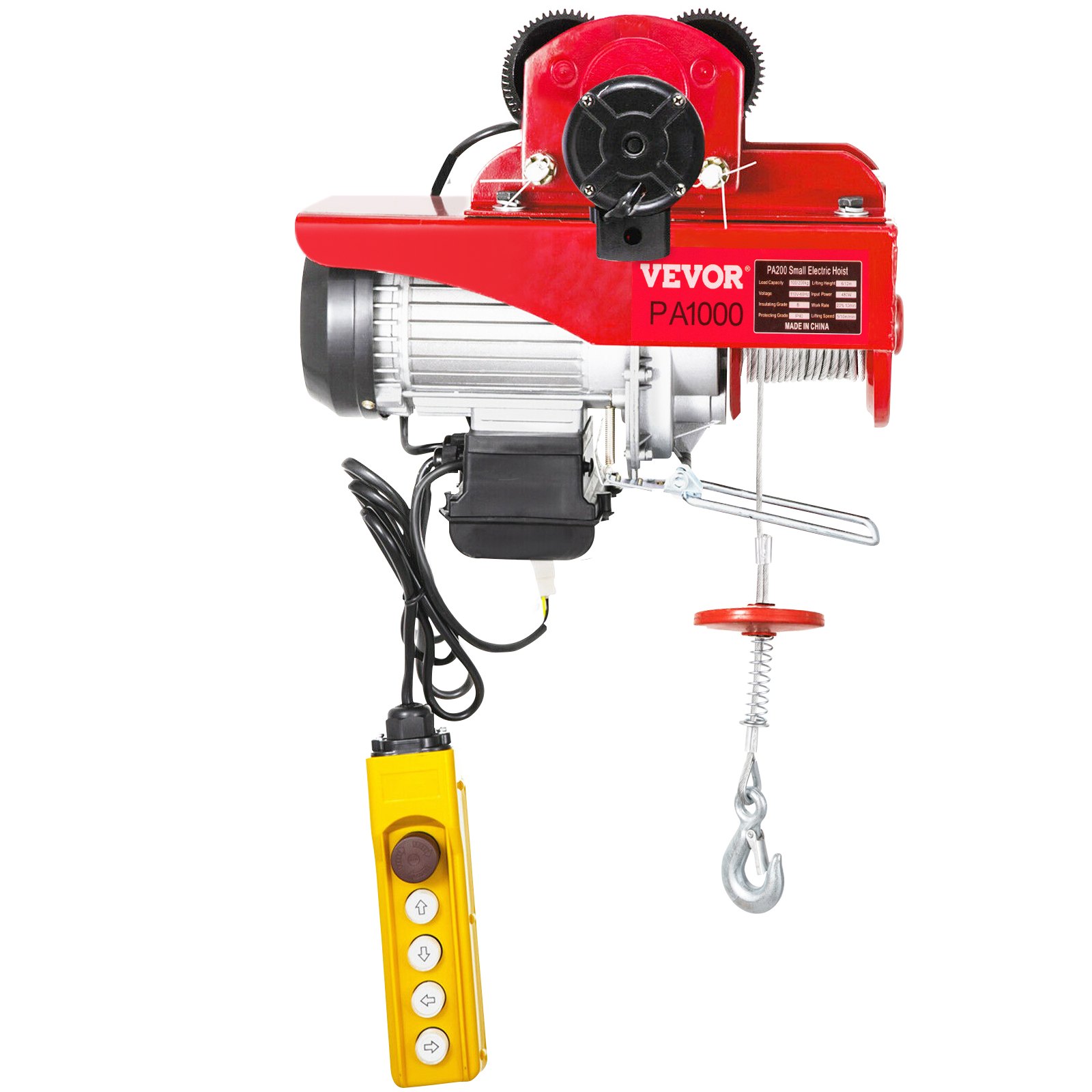 VEVOR Electric Wire Rope Hoist with Trolley, Electric Wire Rope Hoist with Trolley Remote Control Industry 1000KG/2200LBS Capacity