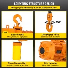 VEVOR 2200LBS Double Electric Chain Hoist, Yellow