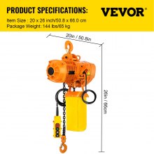 Polipasto de cadena eléctrico doble VEVOR 2200LBS, amarillo