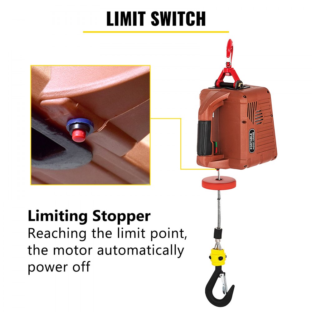 VEVOR Alloy Steel 1100lbs Winch, 1100 LBS Lift, 110 V Overhead, Remote Control Electric Hoist with Wire Rope and Insulated Handle