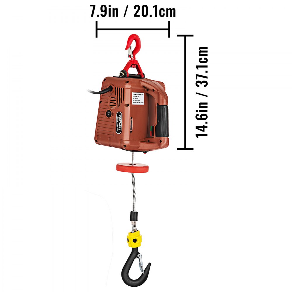 VEVOR Alloy Steel 1100lbs Winch, 1100 LBS Lift, 110 V Overhead, Remote Control Electric Hoist with Wire Rope and Insulated Handle