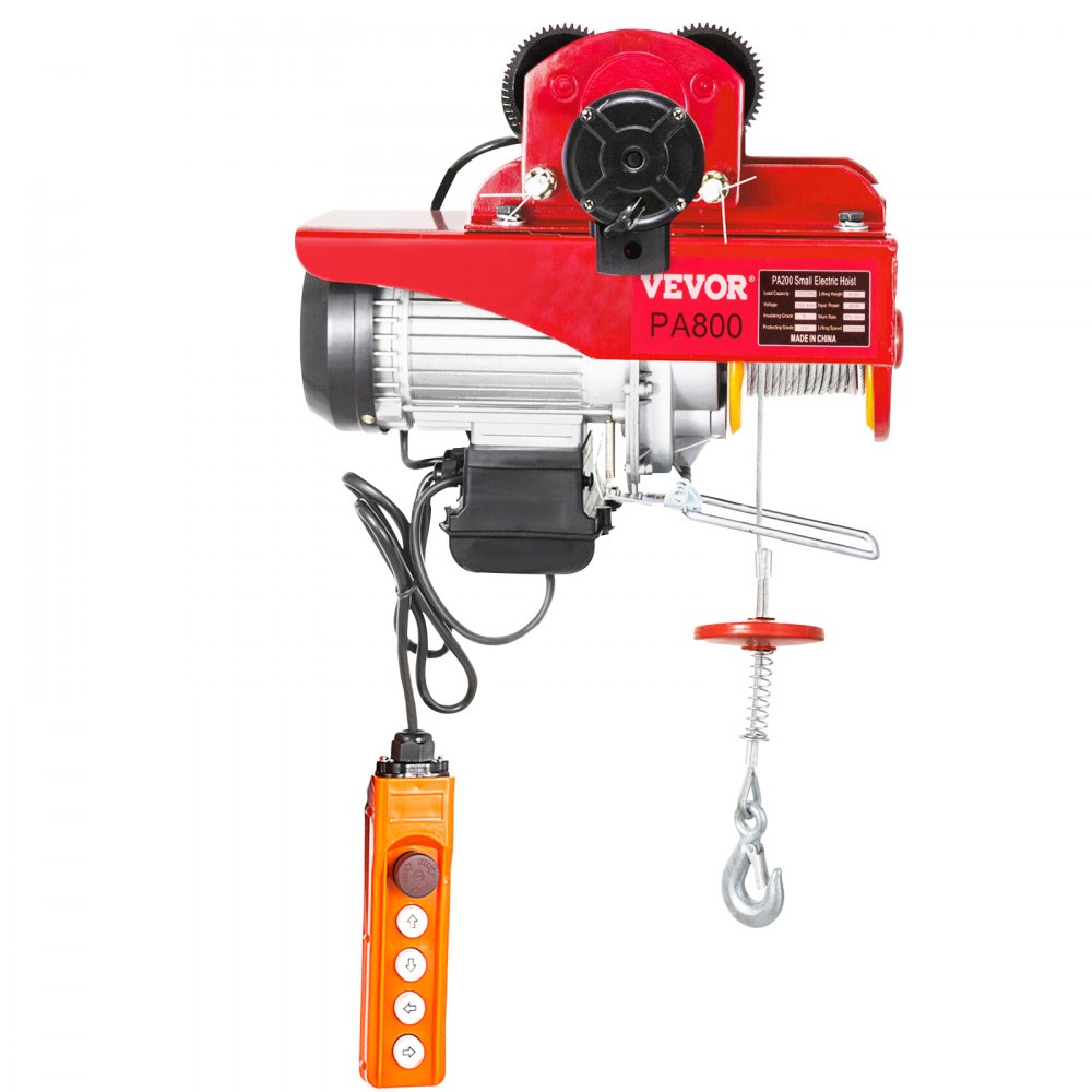 VEVOR 800Kg/1700Lbs Electric Trolley Hoist 1300W Electric Hoist Winch Double 12M/40Ft , Electric Hoist Electric Forklift Steel Pallet Holder Lever Garage Hoist