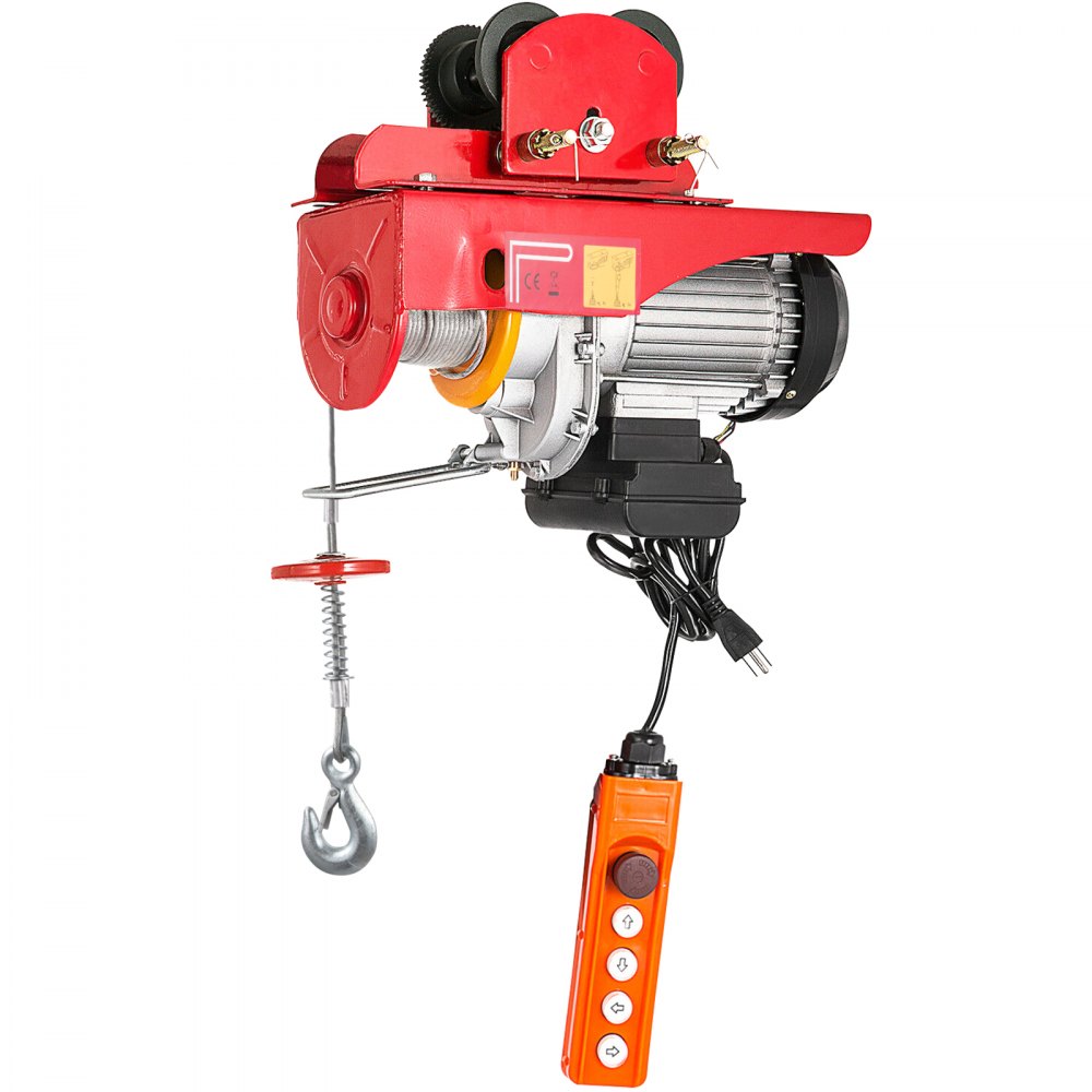 VEVOR 800Kg/1700Lbs Electric Trolley Hoist 1300W Electric Hoist Winch Double 12M/40Ft , Electric Hoist Electric Forklift Steel Pallet Holder Lever Garage Hoist