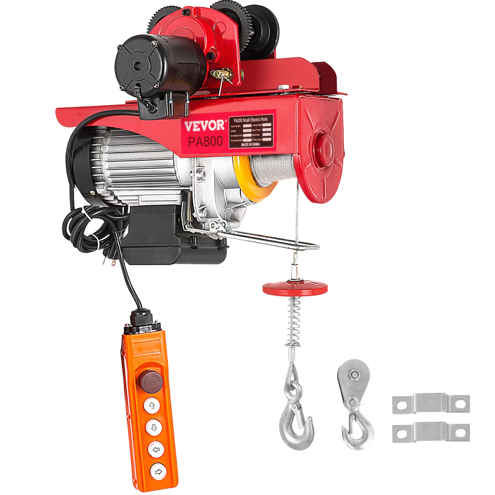 VEVOR 800Kg/1700Lbs Electric Trolley Hoist 1300W Electric Hoist Winch Double 12M/40Ft , Electric Hoist Electric Forklift Steel Pallet Holder Lever Garage Hoist