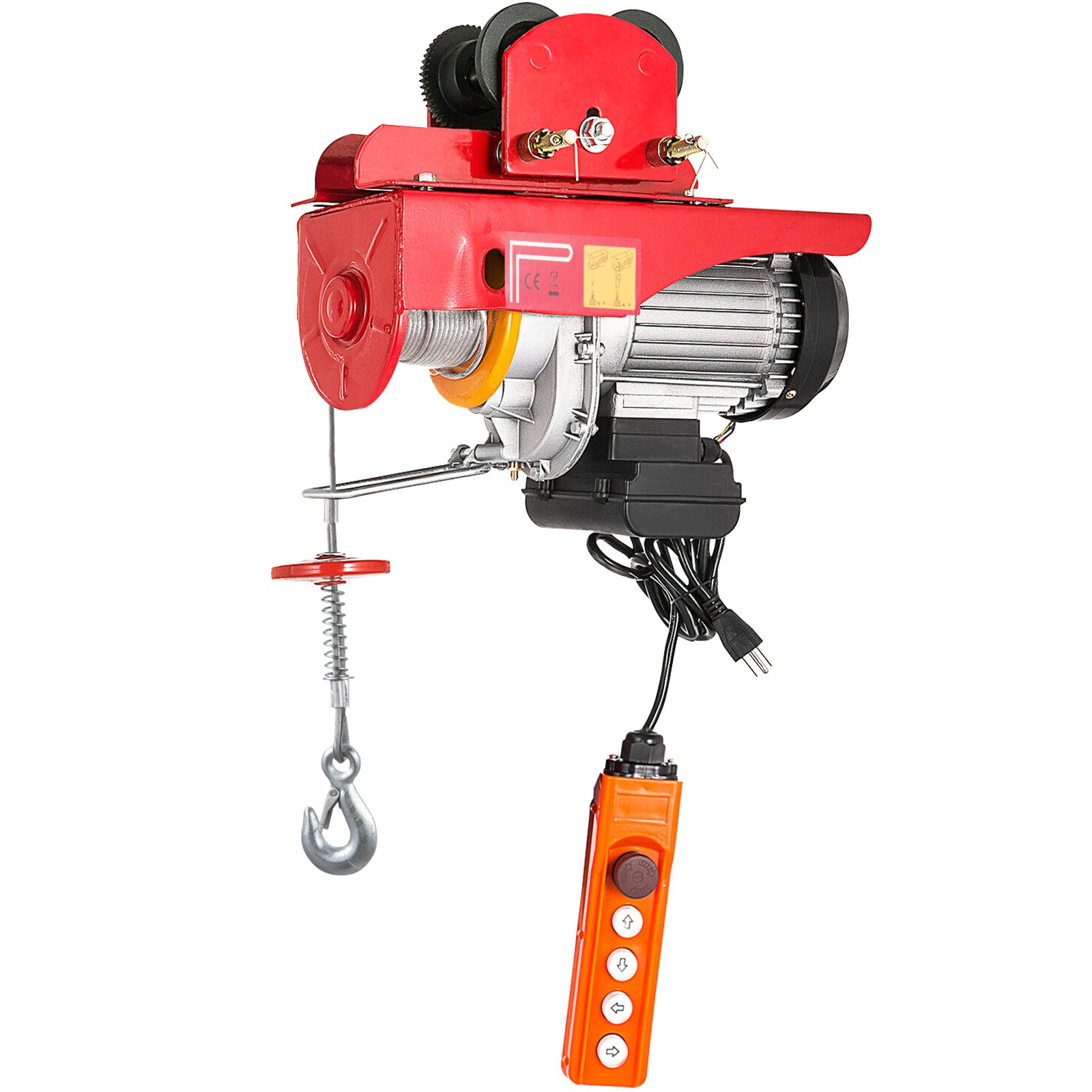 VEVOR 800Kg/1700Lbs Electric Trolley Hoist 1300W Electric Hoist Winch Double 12M/40Ft , Electric Hoist Electric Forklift Steel Pallet Holder Lever Garage Hoist