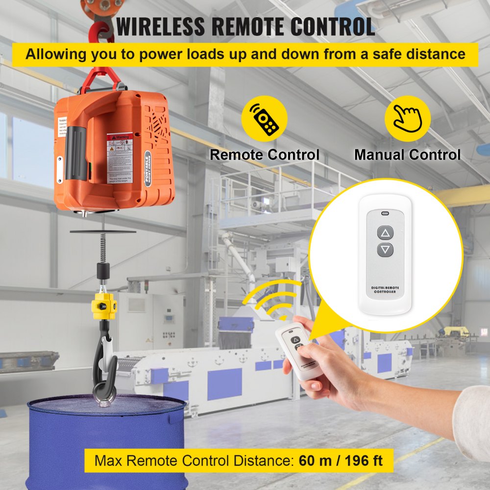 Vevor New Portable Tracking Block Electric Winch Hoist Tools 500kg / 1100lbs Remote