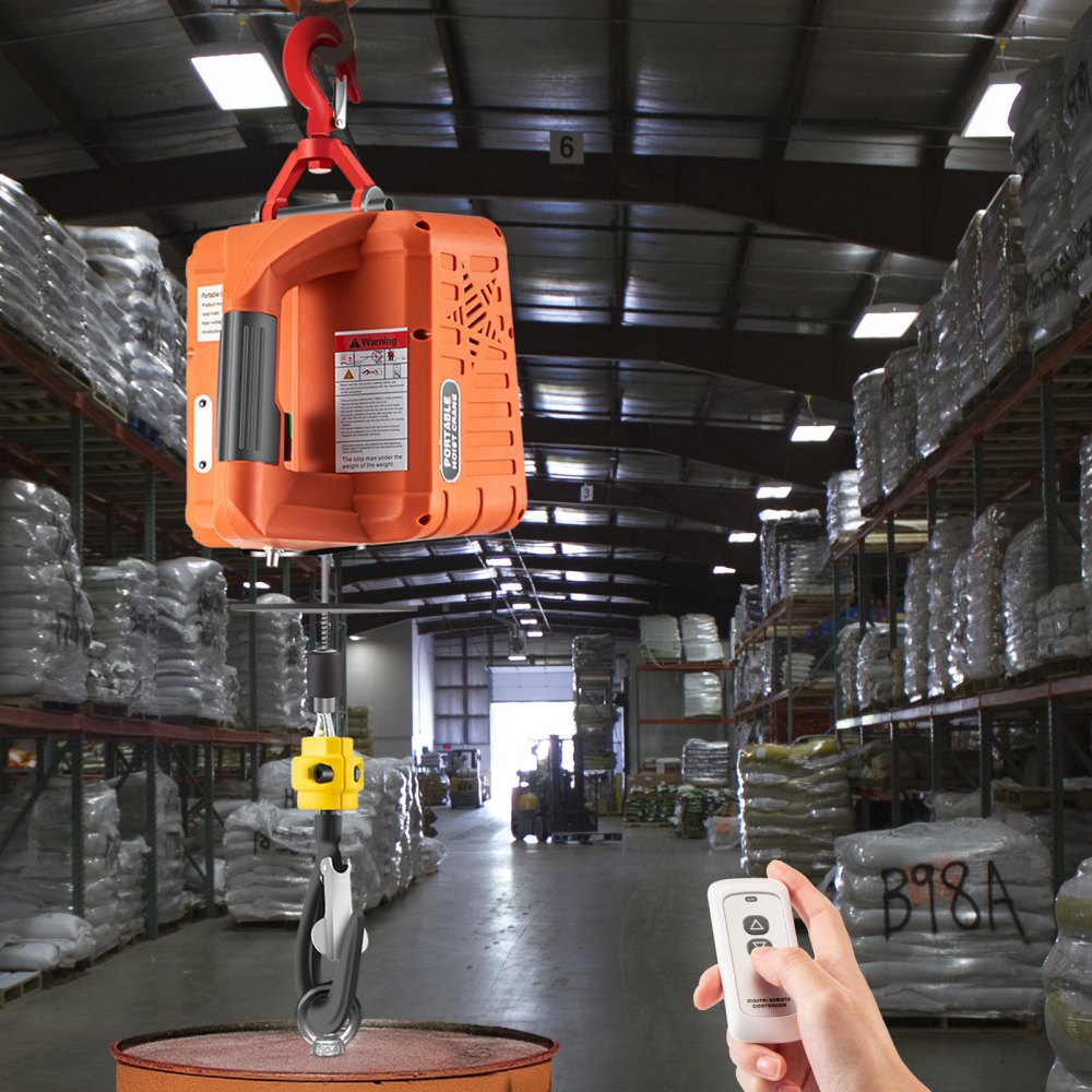Vevor New Portable Tracking Block Electric Winch Hoist Tools 500kg / 1100lbs Remote