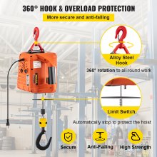 Vevor New Portable Tracking Block Electric Winch Hoist Tools 500kg / 1100lbs Remote