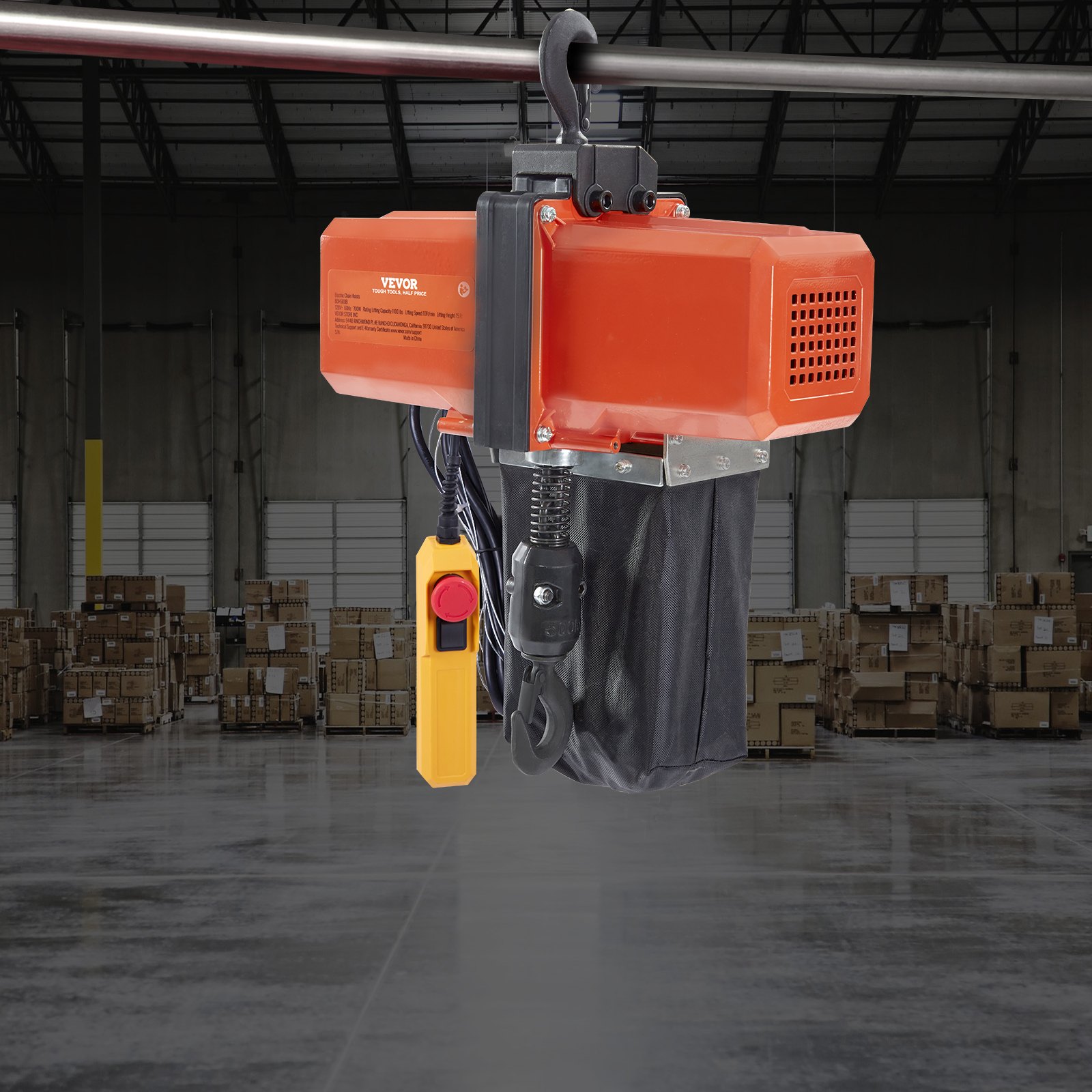 VEVOR Electric Chain Hoist Single Phase Crane Hoist 499 kg Load 457.2 cm Lifting