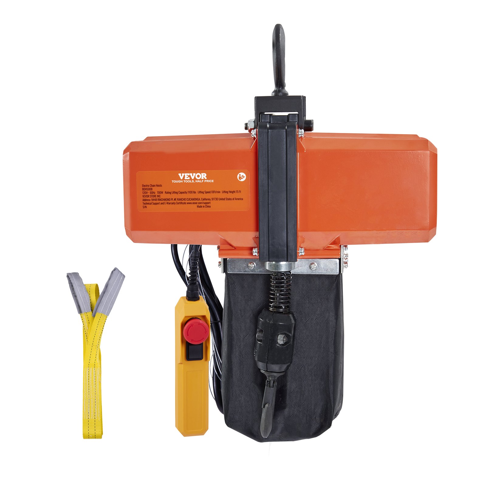 VEVOR Electric Chain Hoist Single Phase Crane Hoist 499 kg Load 457.2 cm Lifting