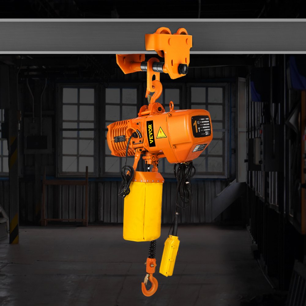VEVOR Electric Chain Hoist, 2200 lbs Load Capacity, 13 ft Lifting Height, 11 ft/min Speed, 230V, Single Phase Overhead Crane with G80 Chain, 10.8 ft Wired Remote Control for Garage, Shop, Hotel, Home