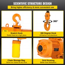 VEVOR Elektrisk kædetalje Enkeltfaset krantalje 2200 lbs Last 13 ft løft