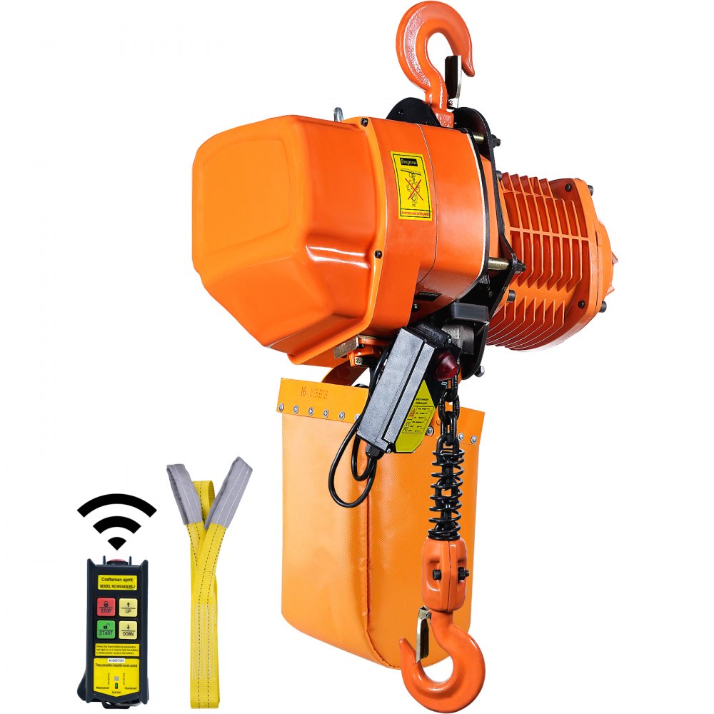 VEVOR Electric Chain Hoist, 4400 lbs/2 ton Capacity, 20 ft Lifting Height, 26 ft/min Speed, 220V, Three Phase Overhead Crane with G100 Chain, Wireless Remote Control for Garage, Shop, Hotel, and Home