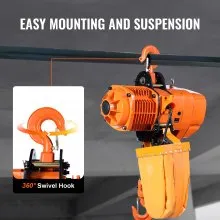 VEVOR 2 Ton Wireless Electric Chain Hoist, 4400 LBS Capacity with 20 FT Lifting Height, IP54 Protection, Three Phase Overhead Crane with G100 Chain