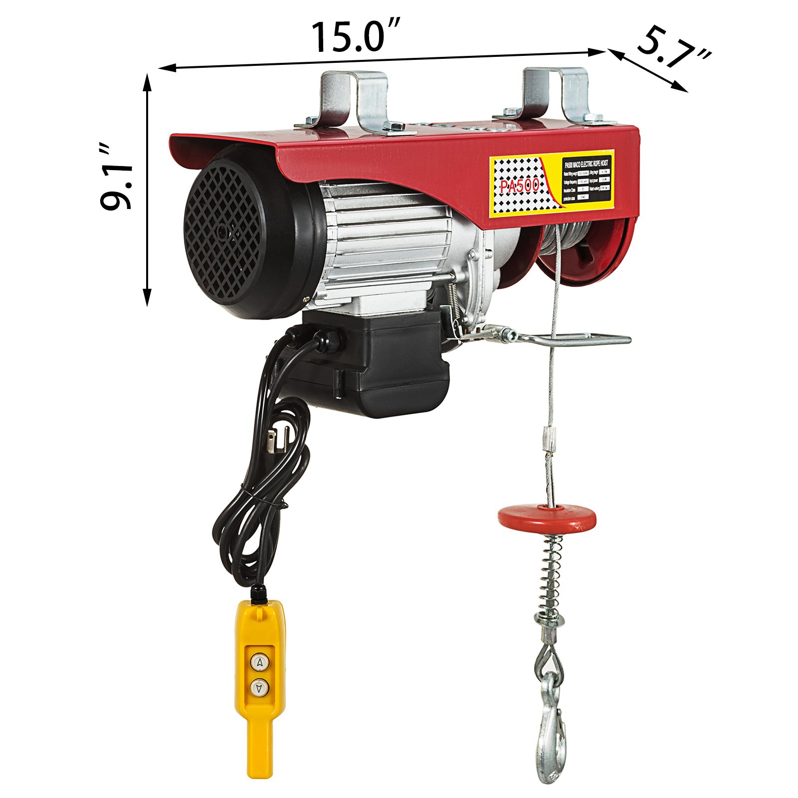 VEVOR Electric Hoist Electric Winch 500kg w/ 18m Wire Rope Remote Control